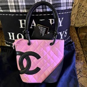 Chanel Pink & Black Cambon Small Tote Bag